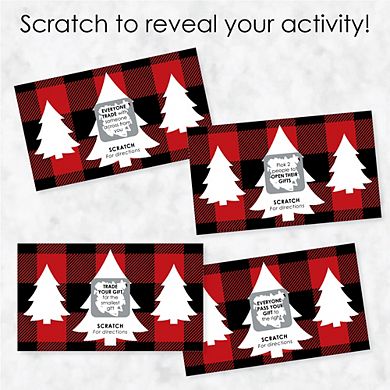 Big Dot Of Happiness Holiday Plaid Trees - Gift Exchange Game Scratch Off Cards - 22 Count