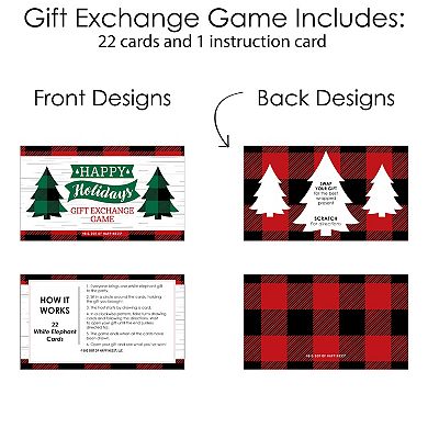 Big Dot Of Happiness Holiday Plaid Trees - Gift Exchange Game Scratch Off Cards - 22 Count