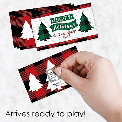 Big Dot Of Happiness Holiday Plaid Trees - Gift Exchange Game Scratch Off Cards - 22 Count