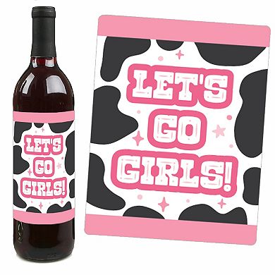 Big Dot Of Happiness Last Rodeo - Cowgirl Bachelorette Party - Wine Bottle Label Stickers - Set Of 4