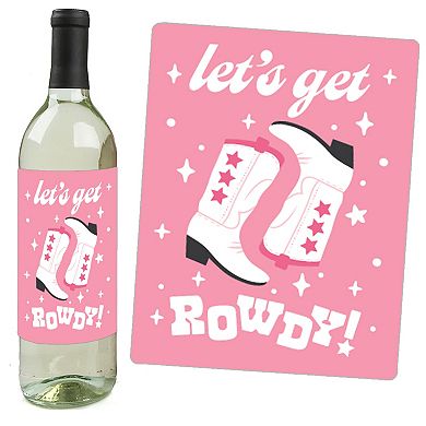 Big Dot Of Happiness Last Rodeo - Cowgirl Bachelorette Party - Wine Bottle Label Stickers - Set Of 4