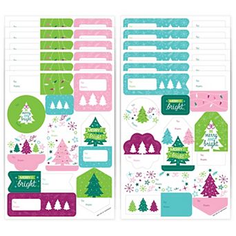 Big Dot Of Happiness Merry And Bright Trees Assorted To And From Stickers - 12 Sheets - 120 Stickers