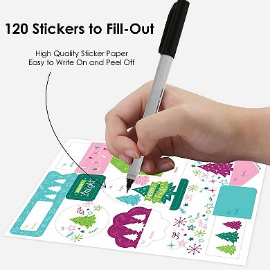 Big Dot Of Happiness Merry And Bright Trees Assorted To And From Stickers - 12 Sheets - 120 Stickers