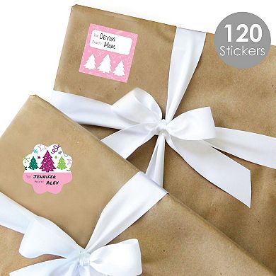 Big Dot Of Happiness Merry And Bright Trees Assorted To And From Stickers - 12 Sheets - 120 Stickers