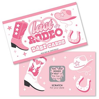 Big Dot Of Happiness Last Rodeo - Pink Cowgirl Bachelorette Game Scratch Off Dare Cards - 22 Count