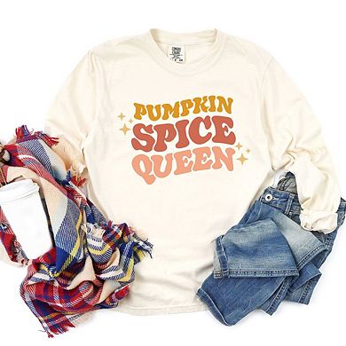 Pumpkin Spice Queen Garment Dyed Long Sleeve Tees