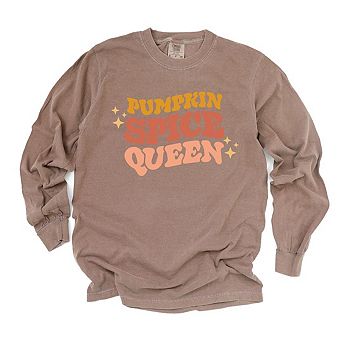Pumpkin Spice Queen Garment Dyed Long Sleeve Tees