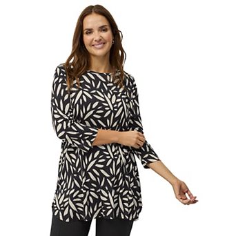 ellos Plus Size Three-Quarter Sleeve Curved Hem Tunic