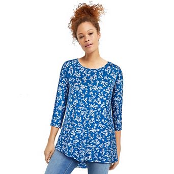 ellos Plus Size Three-Quarter Sleeve Curved Hem Tunic