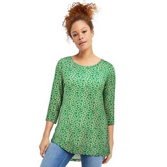 ellos Plus Size Three-Quarter Sleeve Curved Hem Tunic