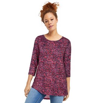 ellos Plus Size Three-Quarter Sleeve Curved Hem Tunic