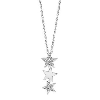 Sterling Silver 1/10 Carat T.W. Diamond Star Pendant Necklace