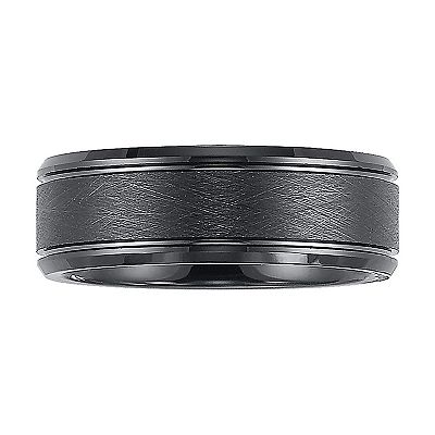 Tungsten Carbide mm Black Comfort Fit Band Ring
