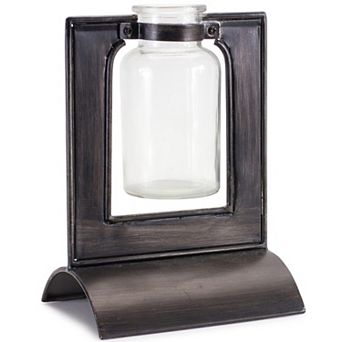Iron and Glass Vase in Holder for Elegant Home Decor Accent