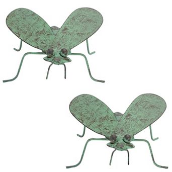 Iron Metal Bumble Bee Garden Accent (Set of 2)