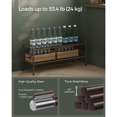 Metal Height-adjustable Shoe Shelf Storage Rack With Side Hooks