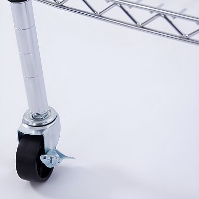 6-layer Chrome Plated Polygonal Corner Shelf With 2" Pp Wheels 680 x 680 x 1800 Silver