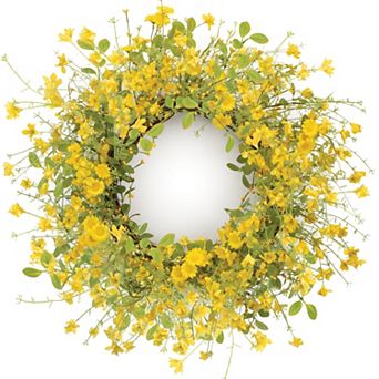 Mini Floral Wreath 20 in Diameter, Polyester Plastic Twig Construction