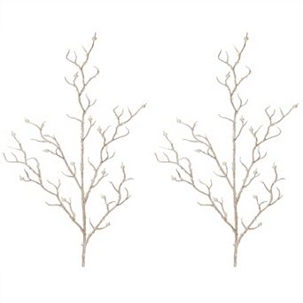 Glitter Branch (Set of 2) 39"H Plastic - Silver