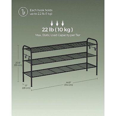 Metal Shoe Shelf Storage With Side Hooks