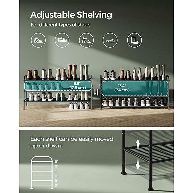 Metal Shoe Shelf Storage With Side Hooks