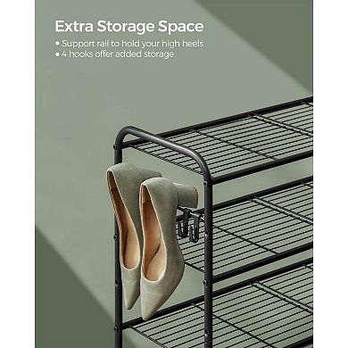 Metal Shoe Shelf Storage With Side Hooks