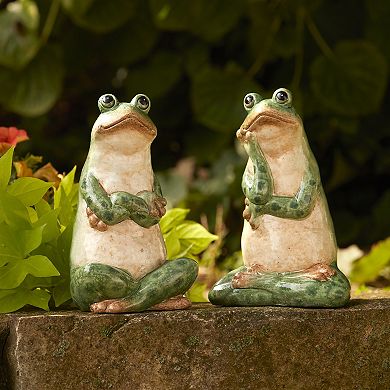 Green Frog Set of 2 - 7.5" Height Ceramic