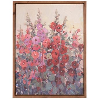 Framed Hollyhock Floral Canvas Art 29"H