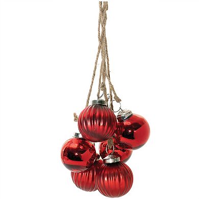 Holiday Decor Ornament Cluster Set - 2 Modern Glass with Jute Ornaments
