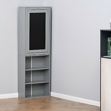 Grey Wall Mount Desk Cabinet - Elegant and Functional Design with Workspace and Storage