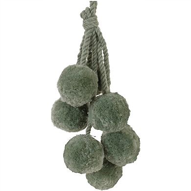 Introduce Modern Charm with Sage Green Pom Pom Ornament Drop (Set of 4)