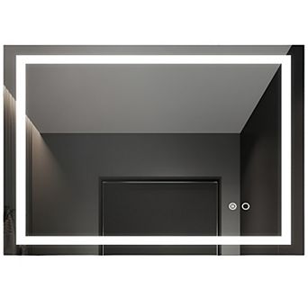 Led Lighted Bathroom Wall Mounted Mirror With Touch Button Control and Anti-fog Features