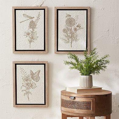 Framed Floral Insect Print (Set of 3)