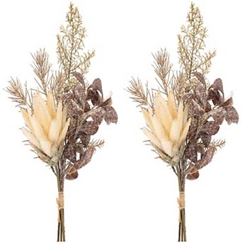 Holiday Elegance - Protea Pine Bundles with Glittered Finish (set of 2)