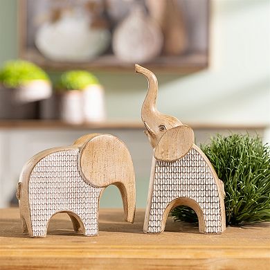 Modern Boho Style Elegant Elephant Figurines for Home Decor (Set of 2)