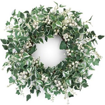 Mixed Foliage And Berry Wreath 23"d Polyester and twig