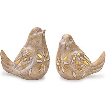Led Bird (Set Of 2) 5"h, 5.5"h Resin (3 Aaa Batteries, Not Included)