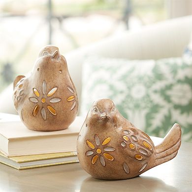 Led Bird (Set Of 2) 5"h, 5.5"h Resin (3 Aaa Batteries, Not Included)