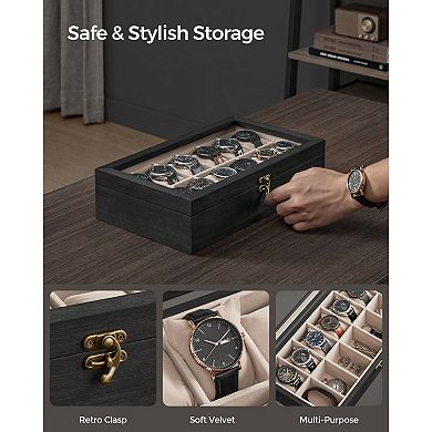 Luxury 12-Slot Solid Wood Watch Organizer Box