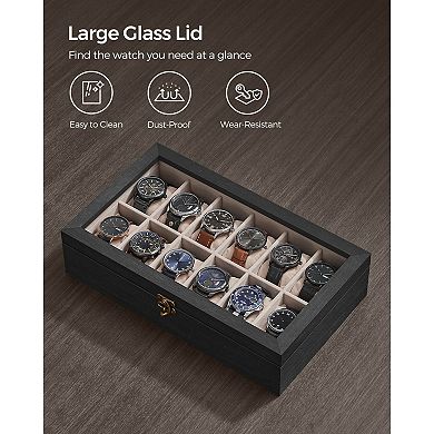 Luxury 12-Slot Solid Wood Watch Organizer Box