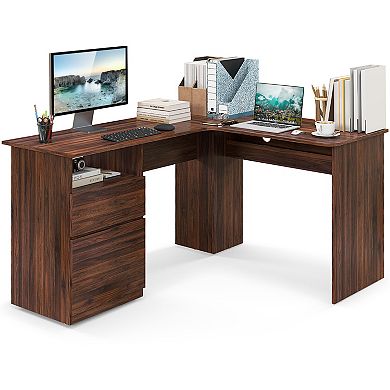 L-shaped Computer Desk With Letter File Drawer
