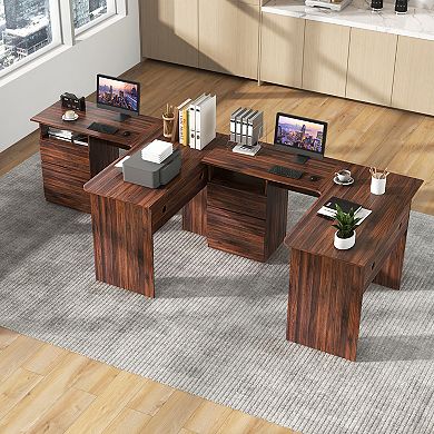 L-shaped Computer Desk With Letter File Drawer