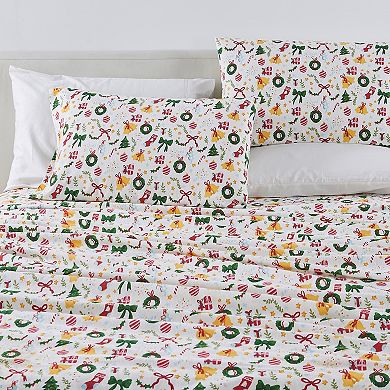 Madelinen 100% Turkish Cotton Christmas Printed Flannel Sheet Set
