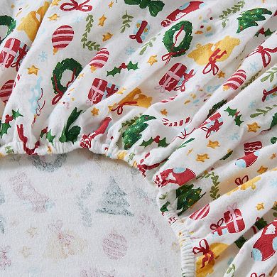 Madelinen 100% Turkish Cotton Christmas Printed Flannel Sheet Set
