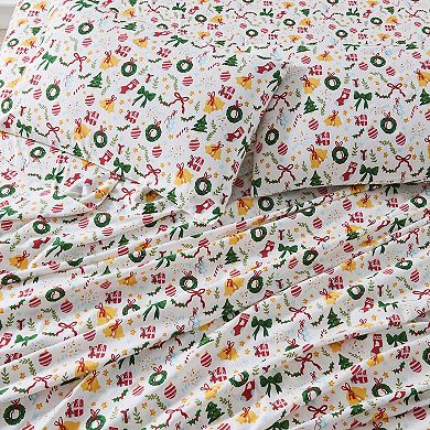 Madelinen 100% Turkish Cotton Christmas Printed Flannel Sheet Set