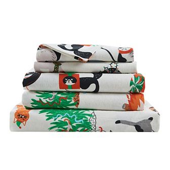 Madelinen 100% Turkish Cotton Christmas Printed Flannel Sheet Set