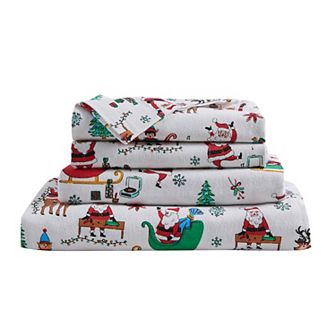 Madelinen 100% Turkish Cotton Christmas Printed Flannel Sheet Set