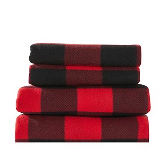 Madelinen Super Soft Plush Fleece Plaid Sheet Set