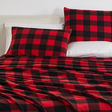 Madelinen Super Soft Plush Fleece Plaid Sheet Set