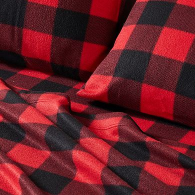 Madelinen Super Soft Plush Fleece Plaid Sheet Set